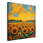 Cuadros Girasoles bajo un cielo de atardecer de colores vivos
