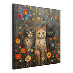 Cuadros Cuadro de un gato con flores