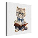 Cuadros Gato con gafas y pajarita leyendo un libro