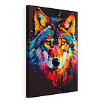 Cuadros Lobo de colores vivos con mirada feroz