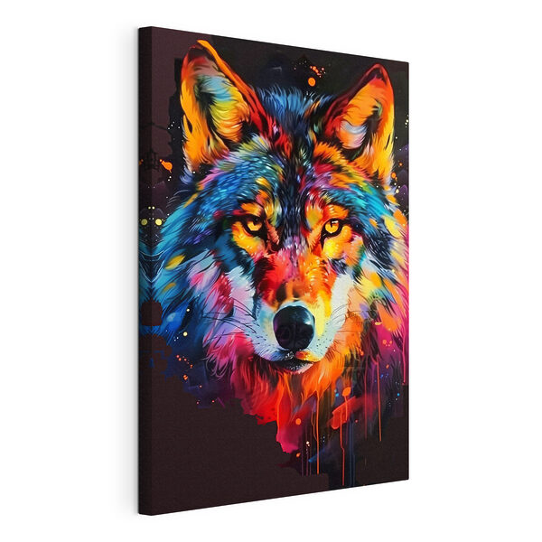 Lobo de colores vivos con mirada feroz Cuadros Lobo de colores vivos con mirada feroz