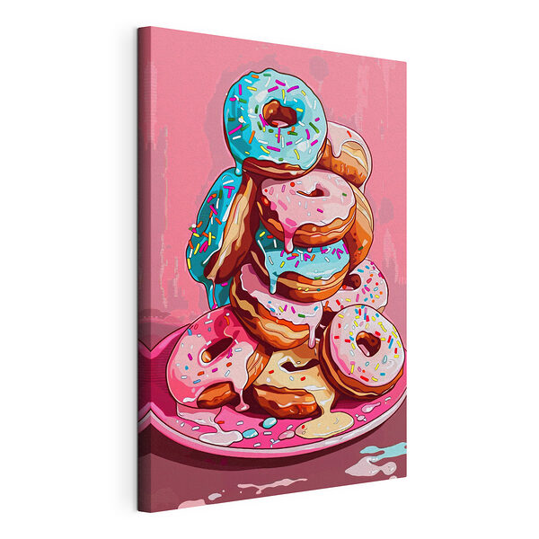 Pila de donuts con glaseado y virutas de colores Cuadros Pila de donuts con glaseado y virutas de colores