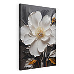 Cuadros Elegante flor blanca sobre fondo gris
