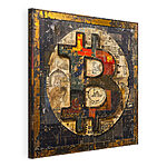 Cuadros Collage del símbolo del bitcoin con texturas