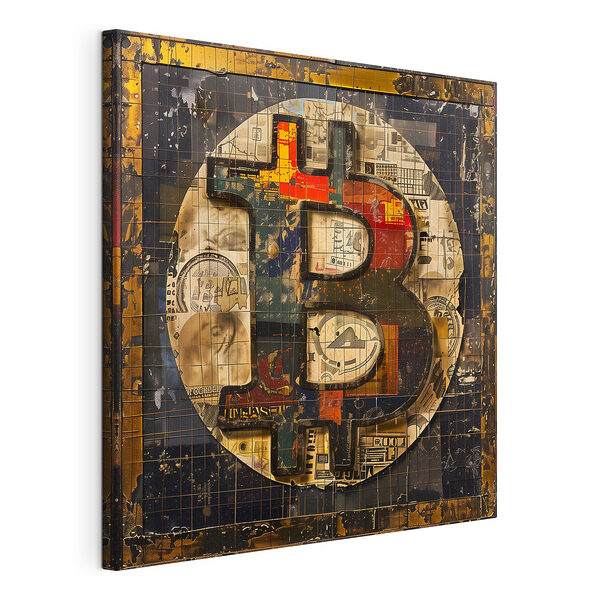 Collage del símbolo del bitcoin con texturas Cuadros Collage del símbolo del bitcoin con texturas