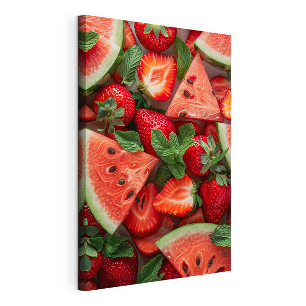 Cuadros Fresas y sandía con menta