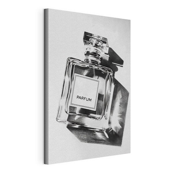 Cuadros Fotografía en blanco y negro de un frasco de perfume