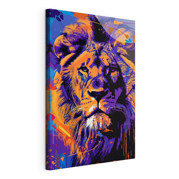 Cuadros Majestuoso león en colores vivos