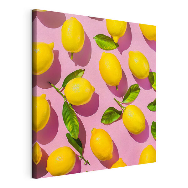 Cuadros Limones sobre un fondo rosa intenso