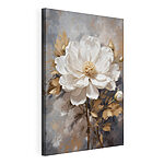 Cuadros Flor blanca con hojas marrones