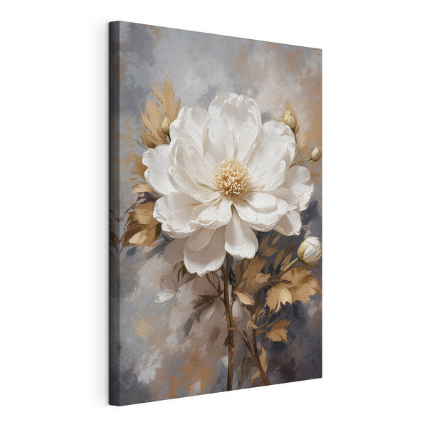 Cuadros Flor blanca con hojas marrones