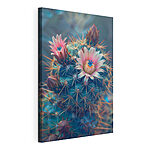 Cuadros Cactus con flores rosas