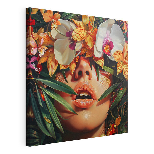 Mujer con flores en la cabeza Cuadros Mujer con flores en la cabeza