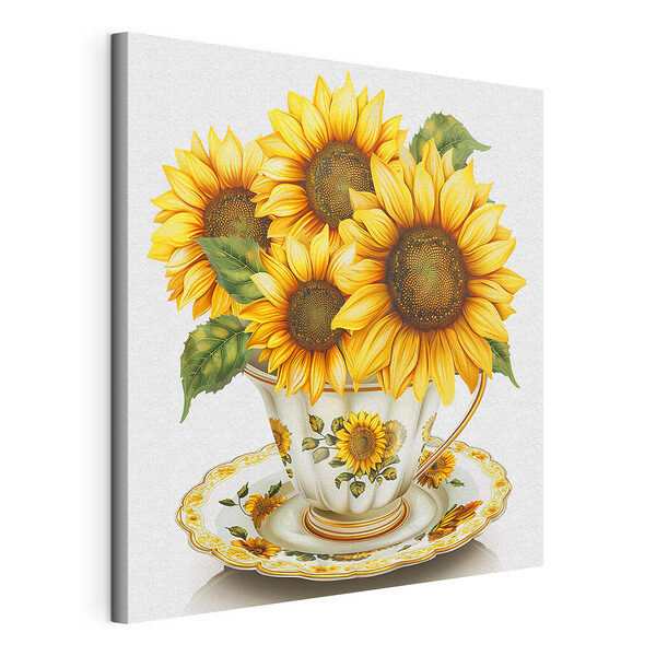 Cuadros Cuadro de girasoles en una taza de té