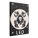Cuadros Imagen en blanco y negro de un león con hojas y flores