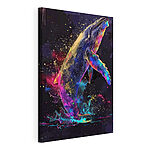 Cuadros Ballena de colores con salpicaduras de arcoíris