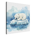 Cuadros Un oso polar tumbado sobre un iceberg en el agua
