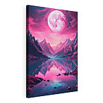 Cuadros Luna rosa sobre un lago de montaña