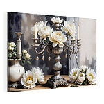 Cuadros Candelabro de plata con flores blancas