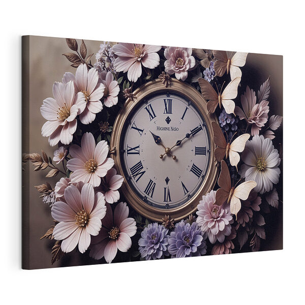 Cuadros Reloj rodeado de flores