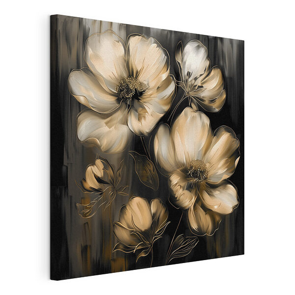 Cuadros Cuadro de flores sobre fondo negro