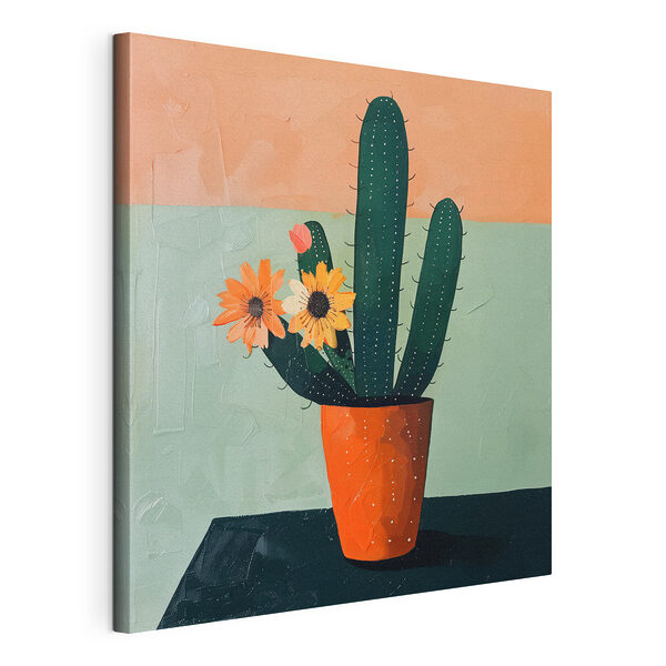 Cuadro de un cactus con flores en una maceta Cuadros Cuadro de un cactus con flores en una maceta