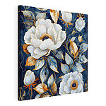 Cuadros Elegantes flores en azul medianoche