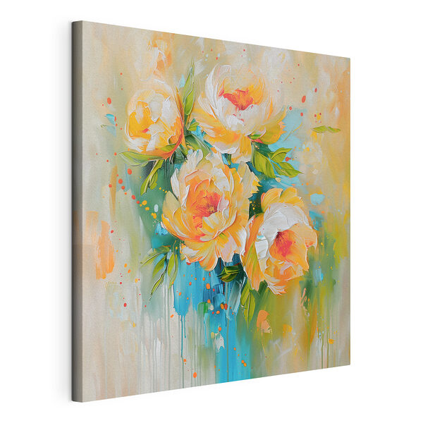 Cuadros Pintura de flores sobre una superficie blanca