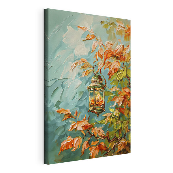Cuadros Pintura al óleo de una linterna en un árbol