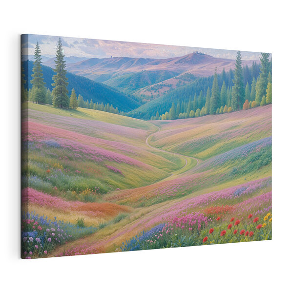 Cuadros Paisaje con colinas y flores