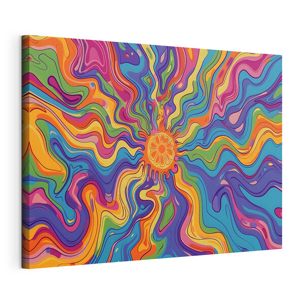 Cuadros Diseño colorido en forma de remolino con un sol