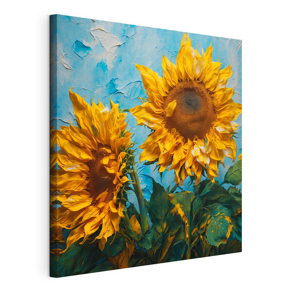 Los girasoles florecen sobre un fondo azul Cuadros Los girasoles florecen sobre un fondo azul
