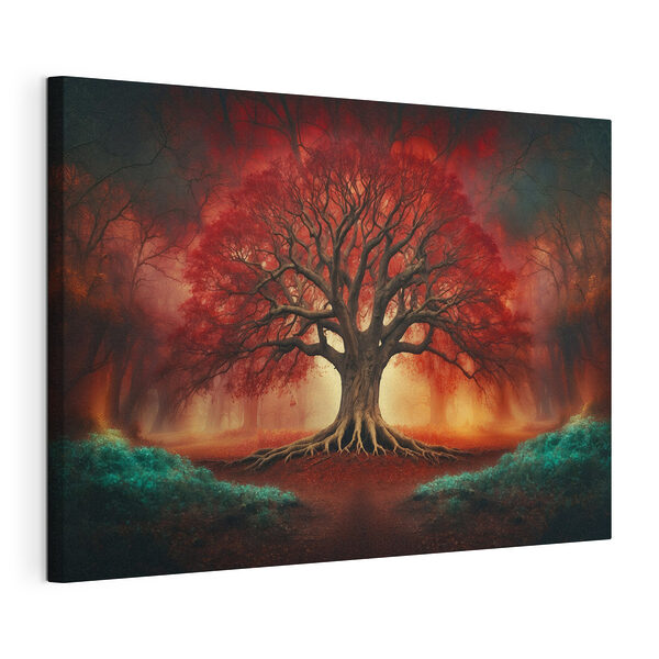 Cuadros Árbol grande con hojas rojas