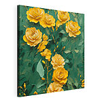 Cuadros Flores amarillas sobre un fondo verde