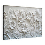 Cuadros Pared blanca con flores y hojas