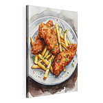 Cuadros Plato de alitas de pollo y patatas fritas