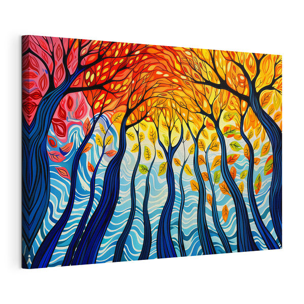 Cuadros Cuadro de un árbol colorido con muchas ramas y hojas