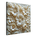 Cuadros Escultura de una flor blanca con hojas y flores