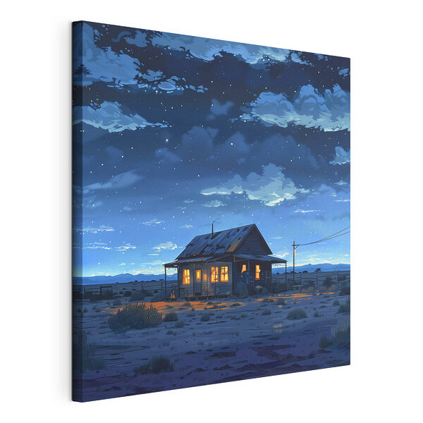 Una casa en el desierto por la noche Cuadros Una casa en el desierto por la noche