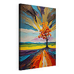 Cuadros Árbol con hojas anaranjadas y un paisaje colorido