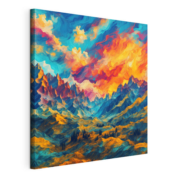 Cuadros Paisaje montañoso lleno de color con nubes