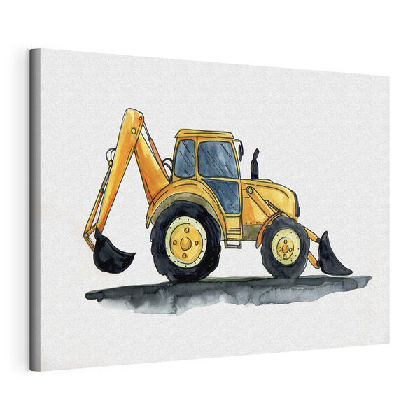 Cuadros Acuarela de un tractor amarillo