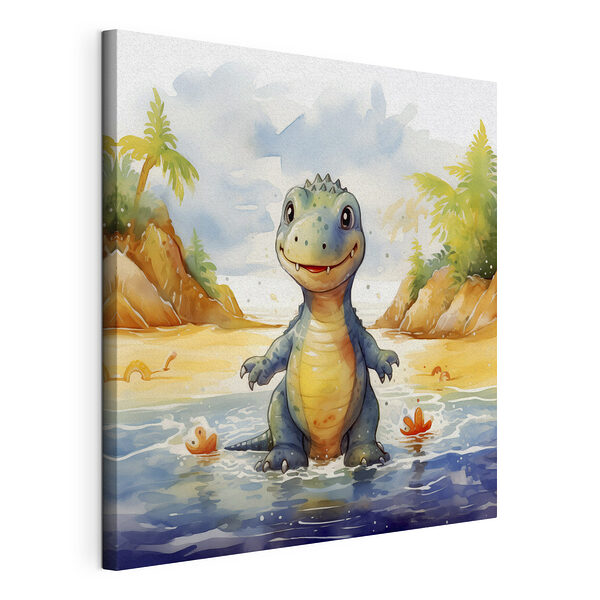 Dibujo de un dinosaurio de pie en el agua Cuadros Dibujo de un dinosaurio de pie en el agua