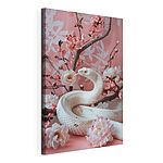 Cuadros Serpiente blanca con flores rosas