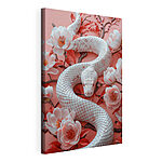 Cuadros Serpiente blanca rodeada de flores