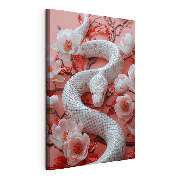 Serpiente blanca rodeada de flores Cuadros Serpiente blanca rodeada de flores