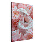 Cuadros Serpiente blanca entre flores rosas