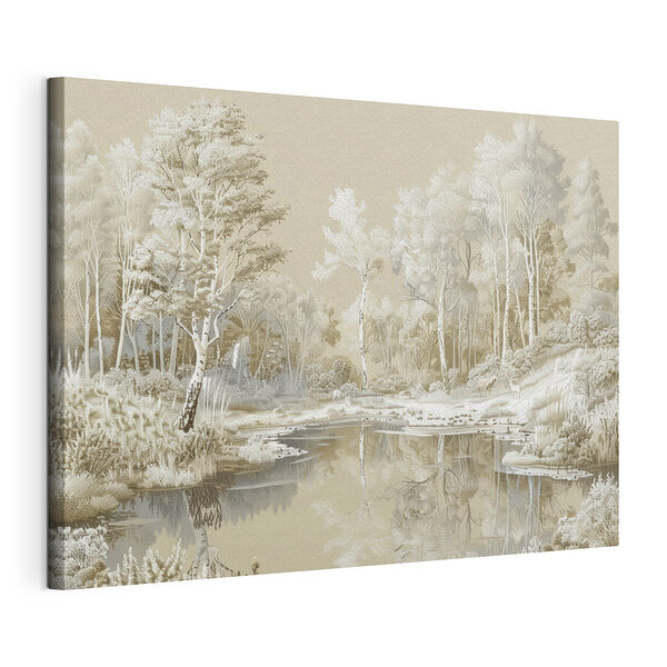 Río con árboles y nieve Cuadros Río con árboles y nieve