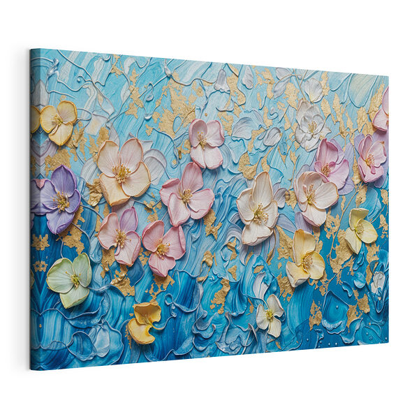 Cuadro de flores sobre un fondo azul Cuadros Cuadro de flores sobre un fondo azul