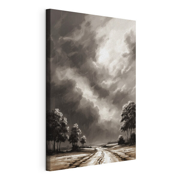 Cuadros Imagen en blanco y negro de árboles y lluvia